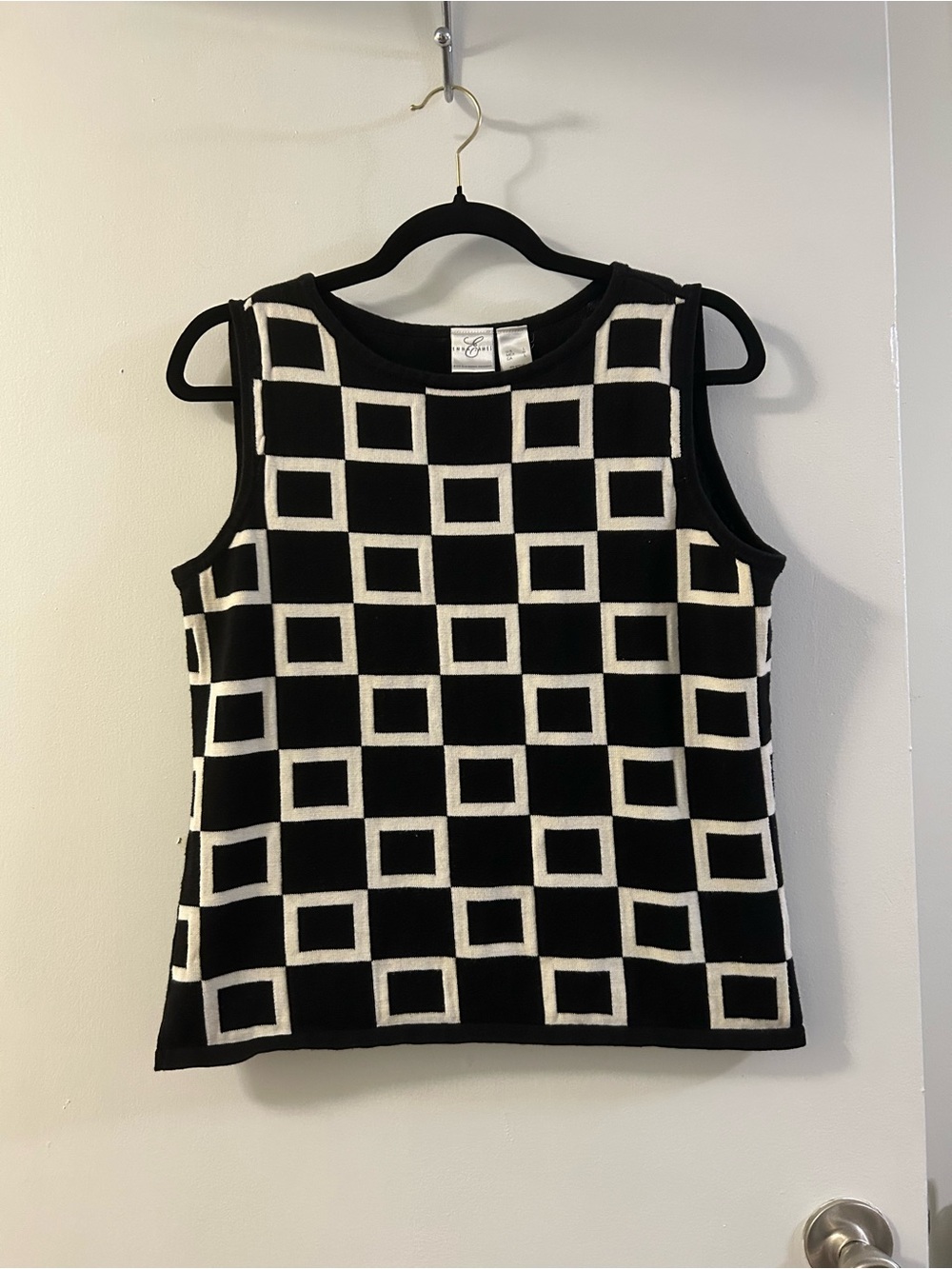 Vintage High Neck Checkered Top L